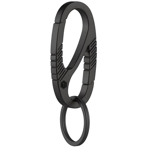 KeyUnity KM08BK Titanium Carabiner Keychain Clip, Dual-Gate Quick Release EDC Key Ring Holder Organizer for Men and Women - Image 1