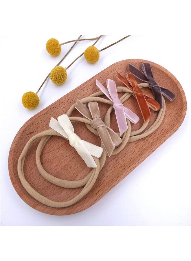 Sugarmelon Velvet Bow Soft Stretchy Headbands for Newborn Infant Toddlers Hair Bow Elastic Bands Baby Girls Nylon Hairband (2.75'' Mini 32 PCS) - Image 2