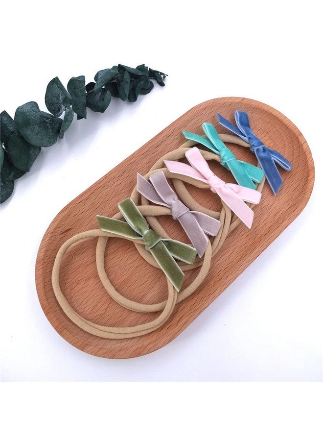 Sugarmelon Velvet Bow Soft Stretchy Headbands for Newborn Infant Toddlers Hair Bow Elastic Bands Baby Girls Nylon Hairband (2.75'' Mini 32 PCS) - Image 3