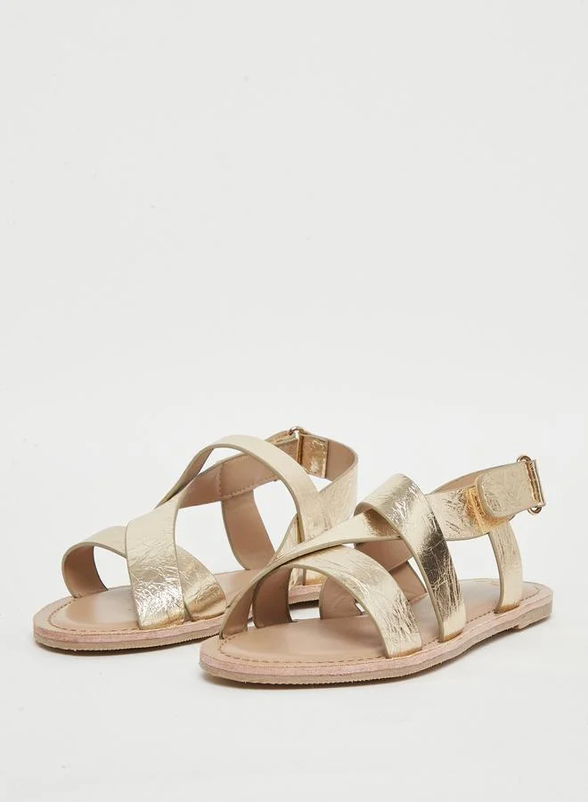 Styli Styli Solid Buckle Detail Flat Sandals