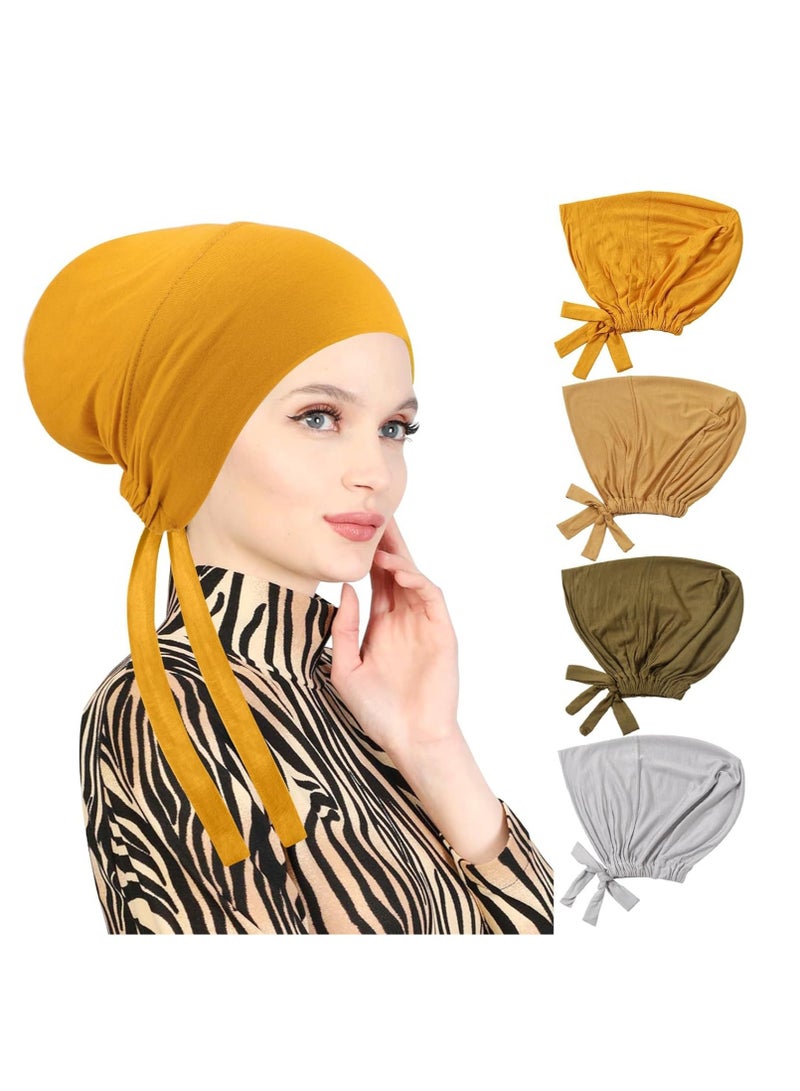 SYOSI Women Under Scarf 4PCS Chemo Headwear Hat Hijab Cap Islamic Muslim - Image 1
