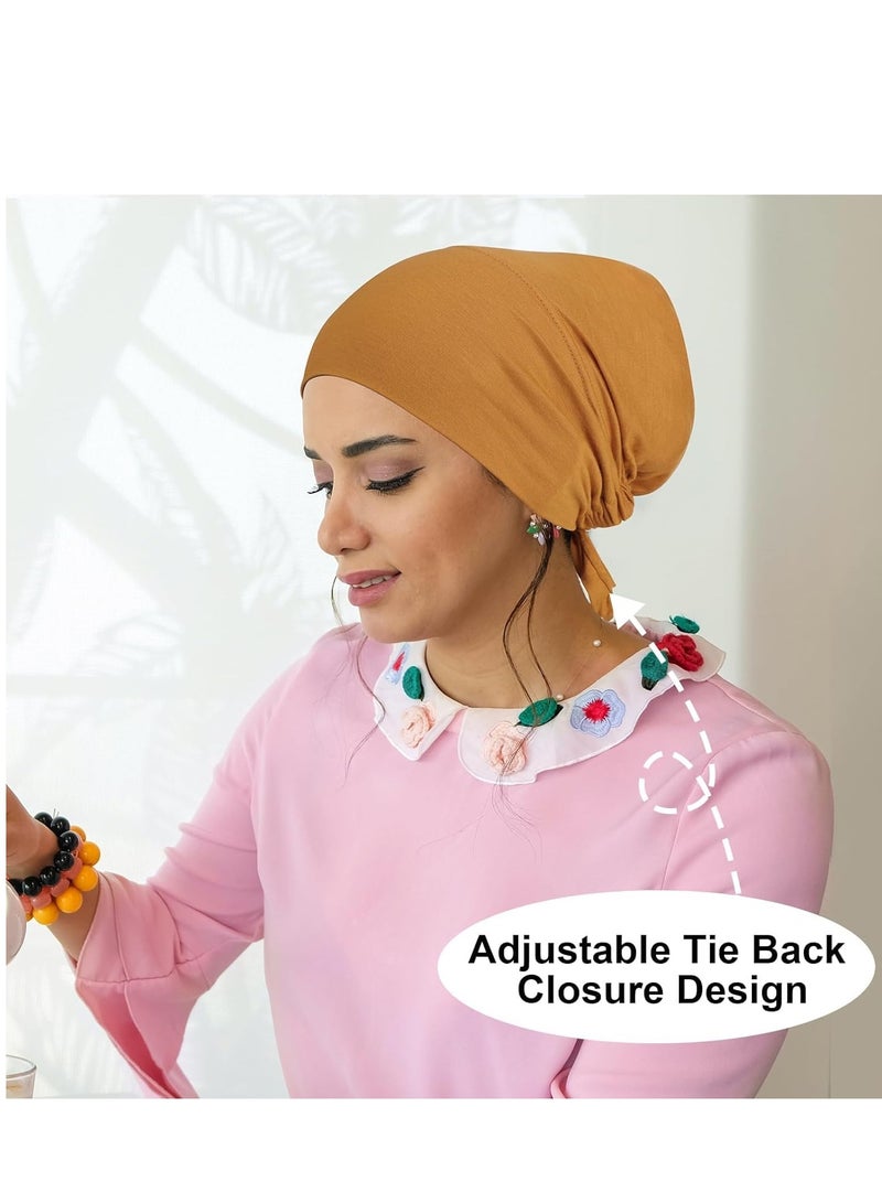 SYOSI Women Under Scarf 4PCS Chemo Headwear Hat Hijab Cap Islamic Muslim - Image 3