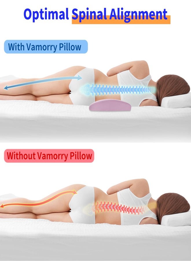vamorry Lumbar Support Pillow for Bed - Memory Foam Waist Pillow with Cooling Cover for Comfortable Back Support - Bolster Pillow for Side, Back & Stomach Sleepers - for Bed, Sofa, Car - Image 4