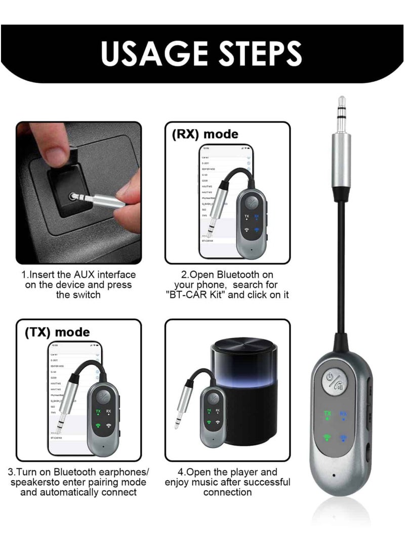 Aideli 2-in-1 Bluetooth Audio Transmitter & Receiver - Wireless 3.5mm Jack Adapter for TV/PC/Car/Airplane/Gym, Dual Pairing for Headphones & Speakers - Image 5