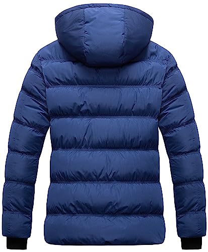 CREATMO US Women's Ladies Winter Coat Warm Puffer Thicken Parka Short Padded Jacket With Detachable Hood Navy Blue XL - Image 2
