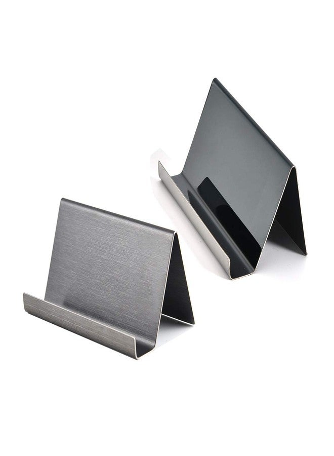 Enyuwlcm Metal Desktop Card Holder for Desk Stainless Steel Business Card Stand for Men Office Black 2 Pack - Image 1