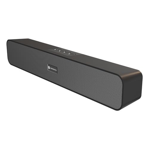 Portronics Decibel 24 | 10W Bluetooth Soundbar Speaker with in Built Mic, HD Sound, Bluetooth 5.3v/USB/TF Card/Aux in, Soundbar for Phone/Laptop/Tablets, Type C Fast Charging (Black) - Image 1