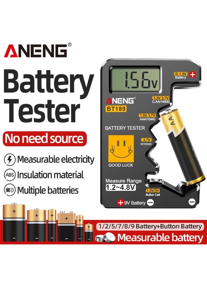 أنينج جهاز اختبار البطارية الرقمي T189 - نطاق جهد واسع 1.2 فولت - 4.8 فولت، شاشة عرض الجهد ومؤشر الطاقة المتبقية، لا حاجة إلى طاقة خارجية - Image 3