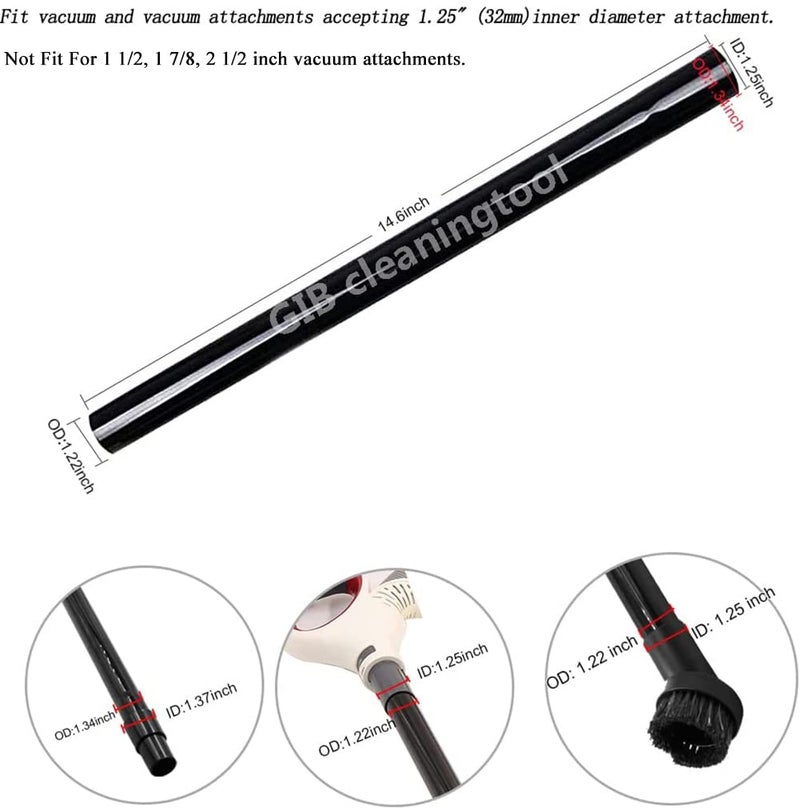 GIB cleaningtool 9 Pcs Vacuum Attachments Fit for Shop Vac Accessories 1 1/4" - 3 Pcs Vacuum Extension Wand, 1 1/4 inch (32 mm) & 1 3/8 inch (35 mm) Vacuum Hose Adapter, 1 1/4 inch Vacuum Cleaner Accessories Brush Kit - Image 2