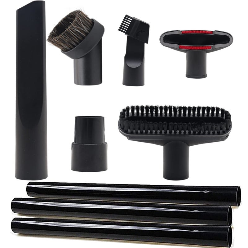 GIB cleaningtool 9 Pcs Vacuum Attachments Fit for Shop Vac Accessories 1 1/4" - 3 Pcs Vacuum Extension Wand, 1 1/4 inch (32 mm) & 1 3/8 inch (35 mm) Vacuum Hose Adapter, 1 1/4 inch Vacuum Cleaner Accessories Brush Kit - Image 1