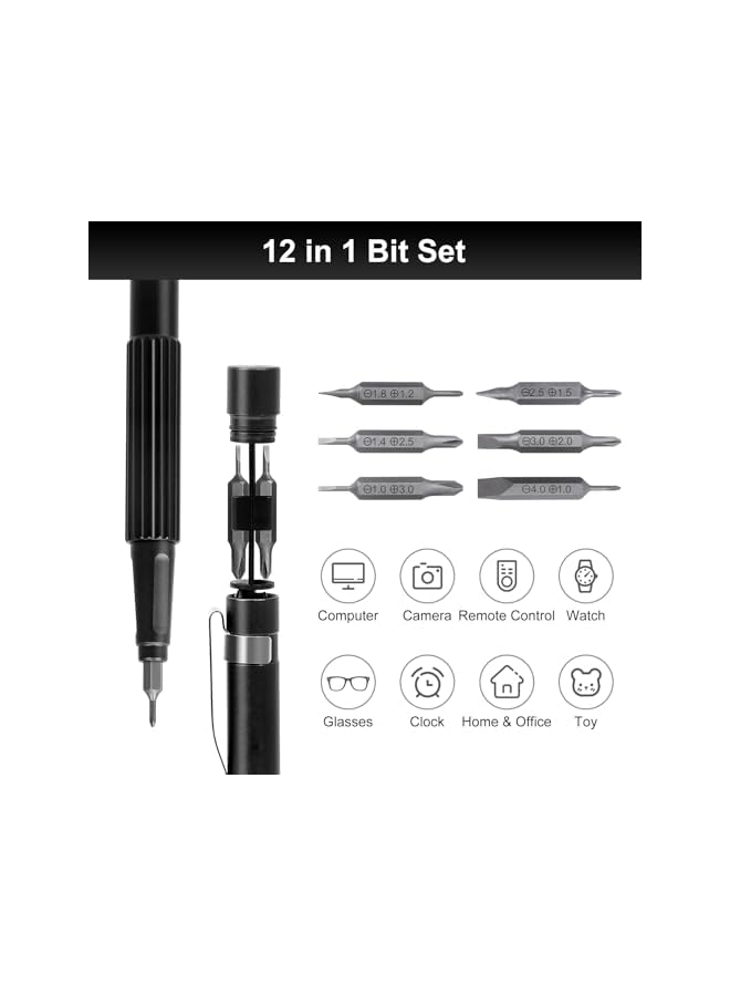 promass 13-in-1 Multi-Bit Small Screwdriver Set, Professional Phillips & Slotted Bits for Eyeglass, Electronics, Jewelry, Watch, EDC - Image 4