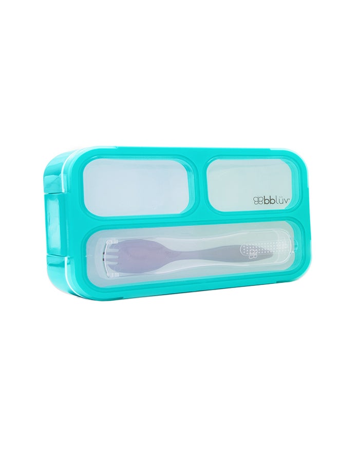 bbluv Small Sealed Lunchbox With Spork,  Leak-Proof And BPA Free Aqua - Image 1