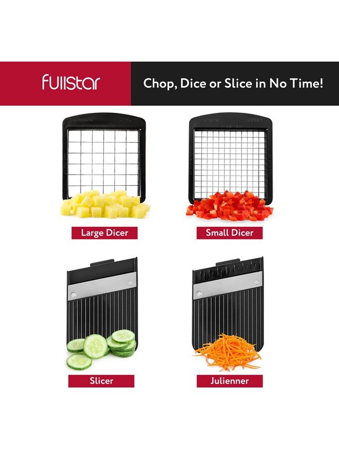 فل ستار مفرمة خضراوات وقطاعة ماندولين متعددة الاستخدامات من فولستار للمطبخ - مبشرة جبن، قاطعة بطاطس مقلية، قطاعة جبن - مبشرة حلزونية يدوية إضافية متضمنة (4 في 1، أسود/أبيض) - Image 3