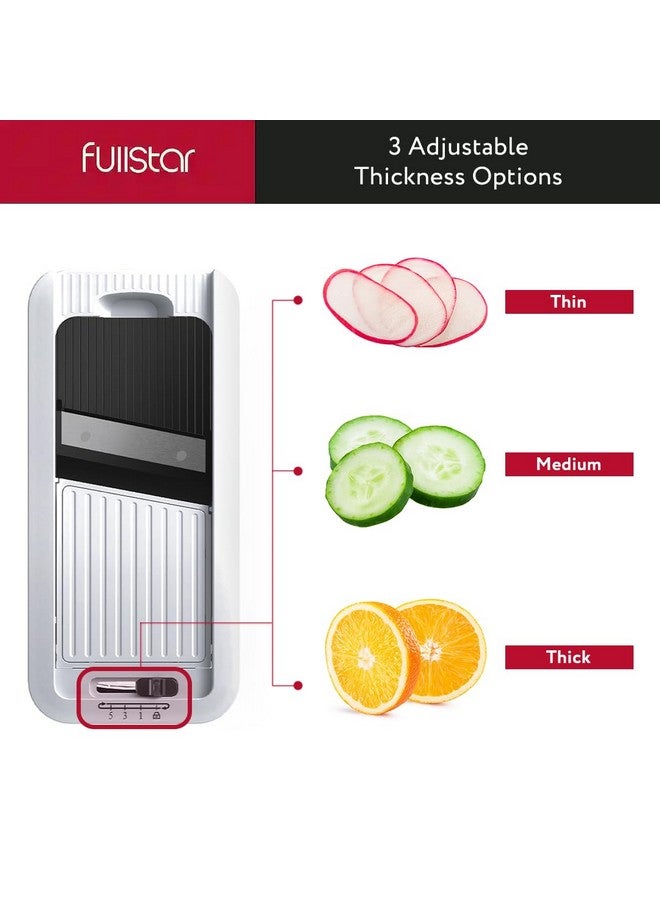 فل ستار مفرمة خضراوات وقطاعة ماندولين متعددة الاستخدامات من فولستار للمطبخ - مبشرة جبن، قاطعة بطاطس مقلية، قطاعة جبن - مبشرة حلزونية يدوية إضافية متضمنة (4 في 1، أسود/أبيض) - Image 4