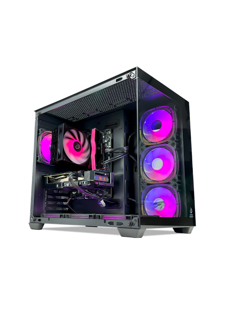 Game Sekret باقة حاسوب الألعاب Pro من Game Sekret – بمعالج Intel Core i5-14400F، وخيار بطاقة رسومات GeForce RTX 3060 أو RTX 4060 أو RTX 5060 أو RTX 5060 Ti، وذاكرة 16GB DDR5، وتخزين NVMe SSD سعة 1TB، ومبرّد هوائي، ولوحة H610، ومزوّد طاقة 650W 80+، مع شاشة 27 بوصة FHD ولوحة مفاتيح وفأرة ولوحة فأرة وسماعة رأس، واتصال Wi-Fi وBluetooth، ونظام Windows 11 Pro، مع ضمان لمدة سنة واحدة. black - Image 2