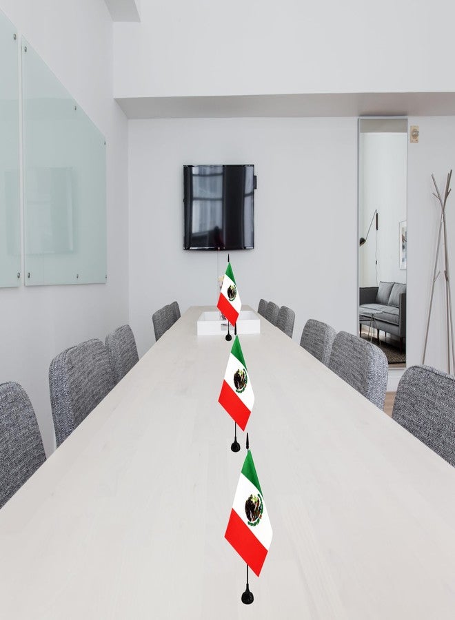 Rotenl Mexico Desk Flag, 12 Pack Mexican Table Office Flag with Black Solid Pole and Stand Base, International Country Flag, Festival Celebration, Classroom Meeting Desktop Decor (Mexico) - Image 5