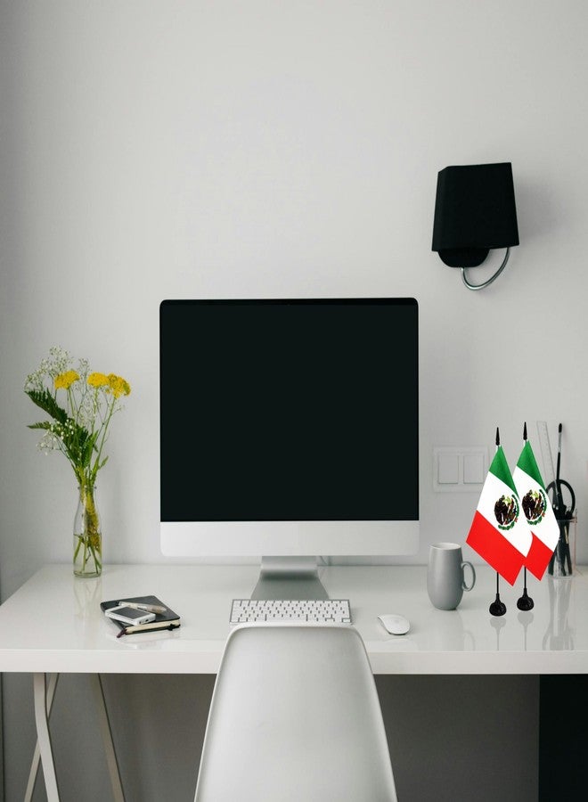 Rotenl Mexico Desk Flag, 12 Pack Mexican Table Office Flag with Black Solid Pole and Stand Base, International Country Flag, Festival Celebration, Classroom Meeting Desktop Decor (Mexico) - Image 4