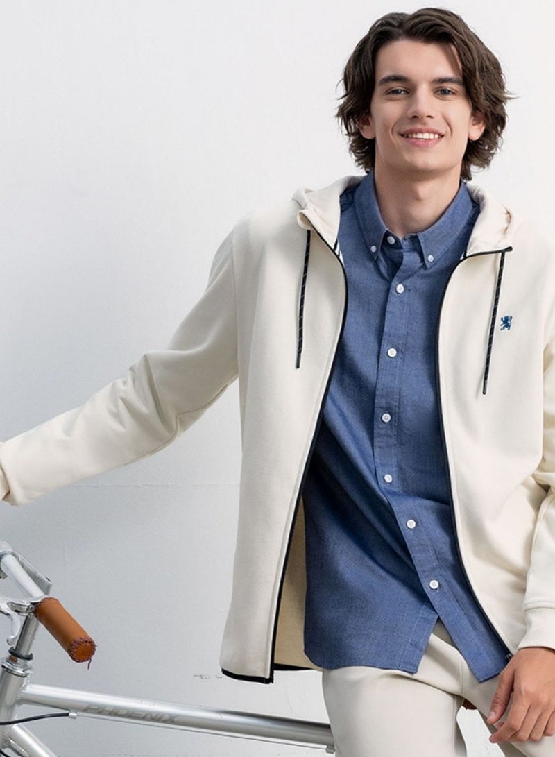 GIORDANO Men's Slim Fit French Terry Knit Hoodie Jacket - Image 1