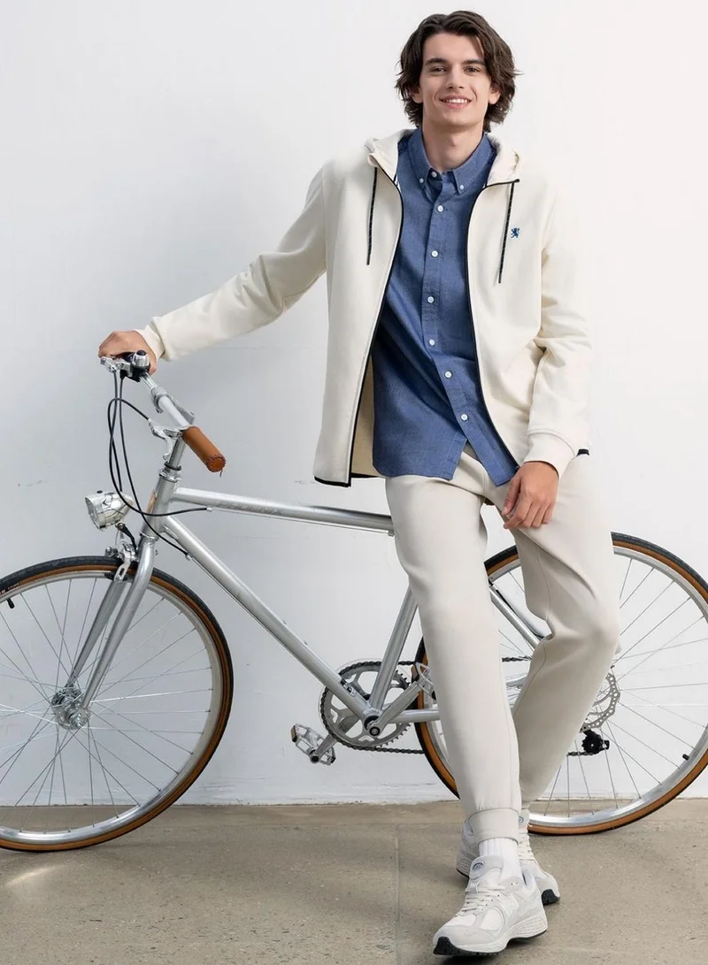 GIORDANO Men's Slim Fit French Terry Knit Hoodie Jacket