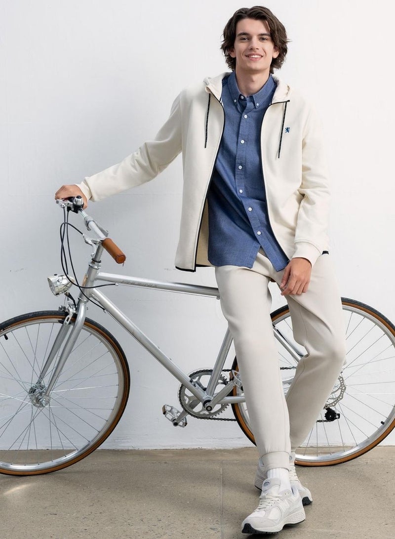 GIORDANO Men's Slim Fit French Terry Knit Hoodie Jacket - Image 2