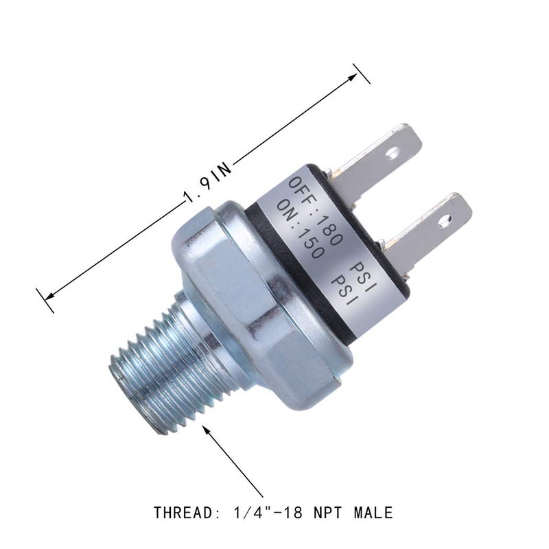 FanWayer مفتاح ضغط الهواء 150-180 PSI 1/4"-18 NPT DC 24V 12V لضاغط الهواء 150PSI - Image 5