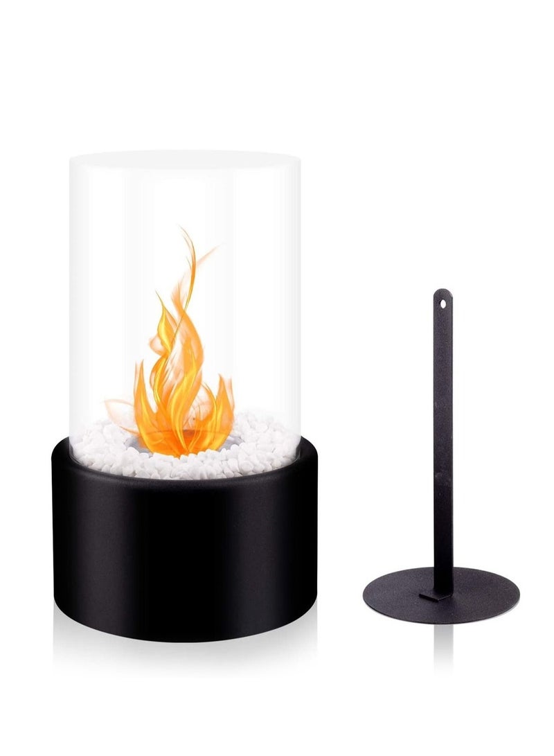 Tabletop Fireplace, Portable Fire Pit, Table Top Fire Pit w/ Killer and Pebbles, Small Outdoor Campfire, Tornado Countertop Fire Pit Bowl, Mini Glass Smokeless Flame Box, S’mores Machine, Home Decor for Balcony, Bedroom, Apartment (Fuel is not included) - Image 1