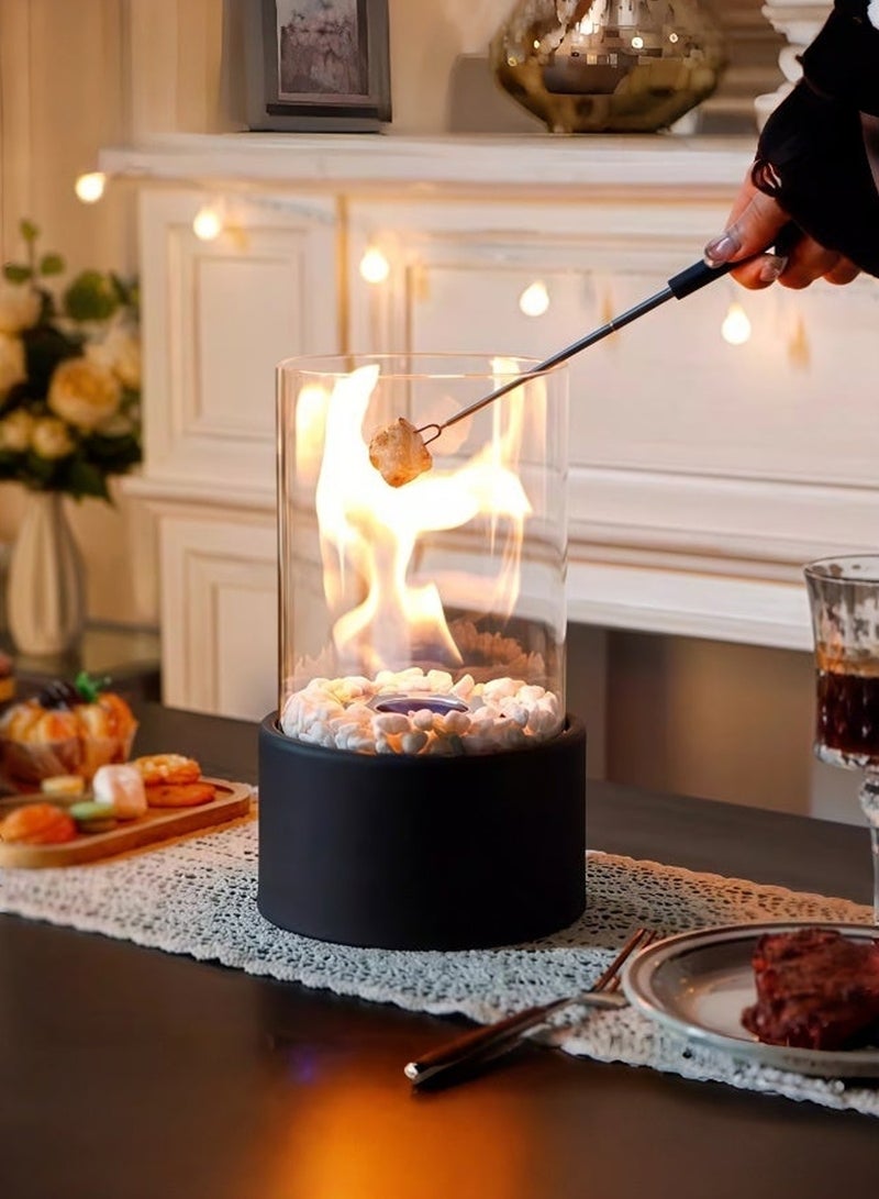 Tabletop Fireplace, Portable Fire Pit, Table Top Fire Pit w/ Killer and Pebbles, Small Outdoor Campfire, Tornado Countertop Fire Pit Bowl, Mini Glass Smokeless Flame Box, S’mores Machine, Home Decor for Balcony, Bedroom, Apartment (Fuel is not included) - Image 3