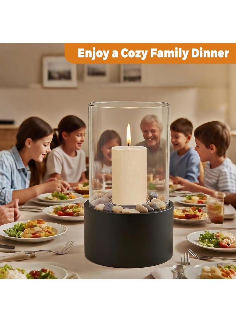 Tabletop Fireplace, Portable Fire Pit, Table Top Fire Pit w/ Killer and Pebbles, Small Outdoor Campfire, Tornado Countertop Fire Pit Bowl, Mini Glass Smokeless Flame Box, S’mores Machine, Home Decor for Balcony, Bedroom, Apartment (Fuel is not included) - Image 4