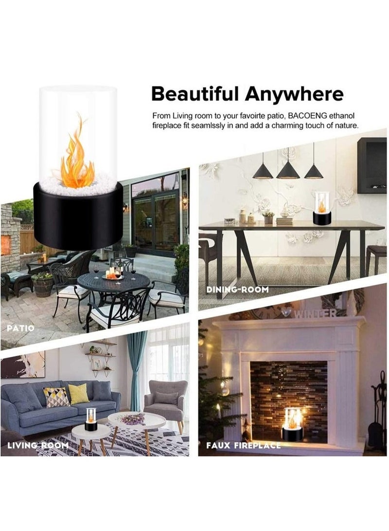 Tabletop Fireplace, Portable Fire Pit, Table Top Fire Pit w/ Killer and Pebbles, Small Outdoor Campfire, Tornado Countertop Fire Pit Bowl, Mini Glass Smokeless Flame Box, S’mores Machine, Home Decor for Balcony, Bedroom, Apartment (Fuel is not included) - Image 5