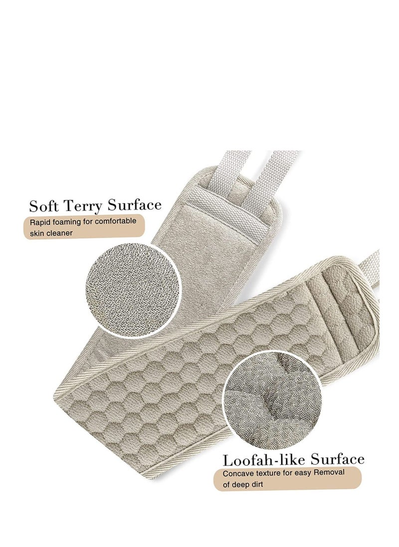NIBEMINENT Exfoliating Back Scrubber for Shower, 2 PCS Loofah with Glove and Sponge Pad Set, Long Deep Clean Washer Bath Men Women (36.5*4.5 inch)  - Image 5