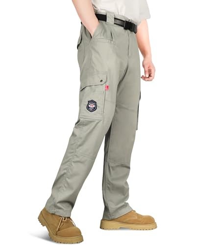 BOCOMAL FR Pants for Men Cargo Flame Resistant Pants(2112&CAT2) 100% C 7.5oz Utility Fire Resistant Pants Grey - Image 1