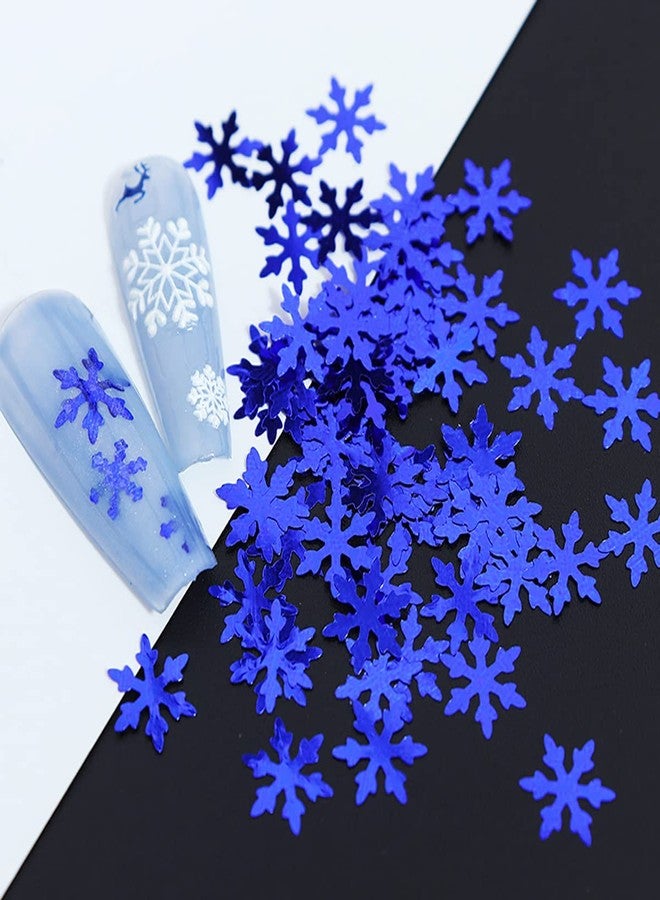 YKZFUI Blue Snowflakes Glitter Sequin for Nail Art Decorations, DIY Snowflake Nail Design Winter Decoration Accessories, 6 Grids - Image 5