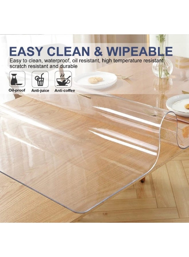 Transparent Table Cover Glass Alternative 60 x 70 cm with 1.5 mm Thickness – Premium PVC Table Protector – Easy to Clean – Safe for Children – Scratch and Stain Resistant for Dining Tables, Desks and Furniture Surfaces - Image 5