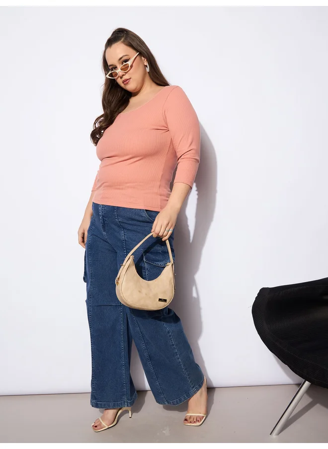 ساسافراس Sassafras Plus Size Straight Fit Jeans with Side Pockets Details