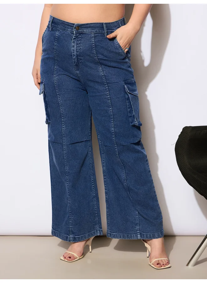 ساسافراس Sassafras Plus Size Straight Fit Jeans with Side Pockets Details