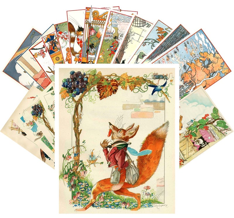 PIXILUV Vintage PostCards 24 pcs Felix Vintage Classic Fairy Tales Book Art - Image 1