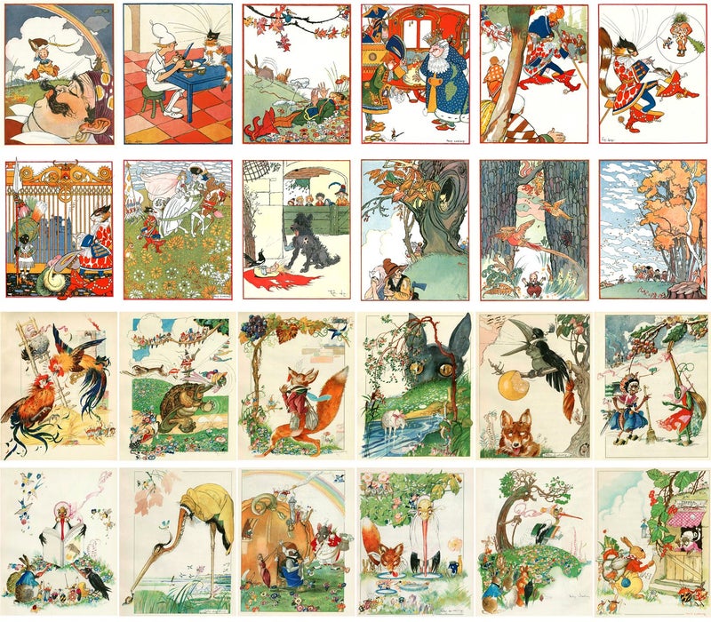 PIXILUV Vintage PostCards 24 pcs Felix Vintage Classic Fairy Tales Book Art - Image 2