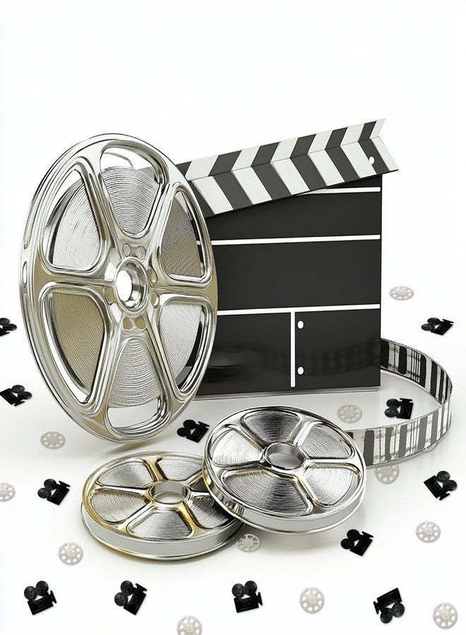 زينة حفلات ليلة سينمائية من ويريتش - 600 قطعة من قصاصات ورقية على شكل بكرات أفلام وكاميرات، باللونين الأسود والفضي، لتزيين الطاولات، مثالية لحفلات هوليوود، وأعياد الميلاد السينمائية، وحفلات الأوسكار. - Image 3