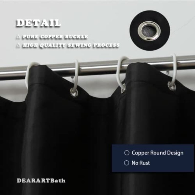Shower Curtain Liner Quick Dry, 180cm × 180cm Cloth Shower Curtain with Grommet and Hooks, 100% Water Resistant Waterproof Washable Easy Care Easy Cleanbaihuo - Image 3