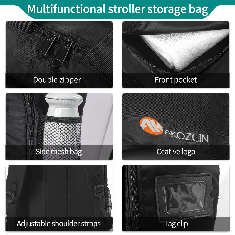 AKOZLIN Foldable Stroller Travel Bag Backpack 14.2"x6"x18.2" Compatible for Gb Pockit Air Plus Stroller Carry Bag[not for Gb all-city] (Bag Only) - Image 2