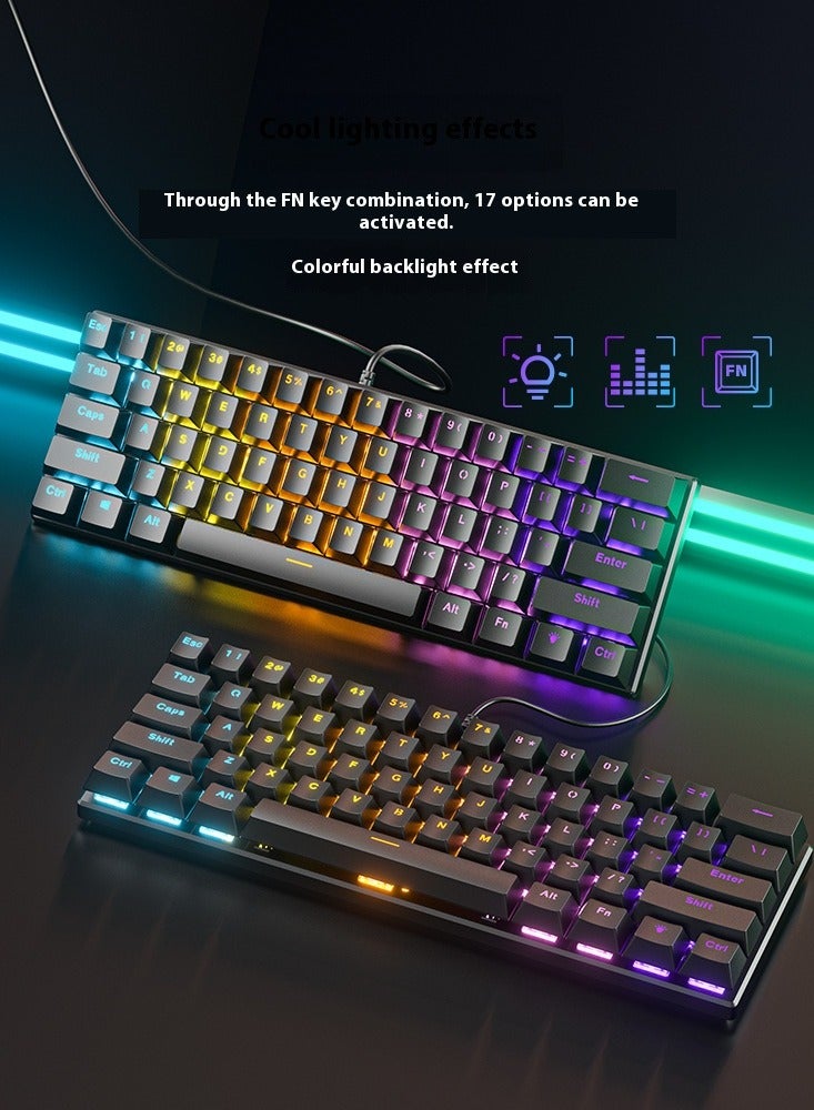 Mechanical Gaming Keyboard, BD61 Compact RGB Backlit Keyboard, Hot-Swappable Switches, USB Wired Connection, 17 Lighting Effects, Esports Keyboard