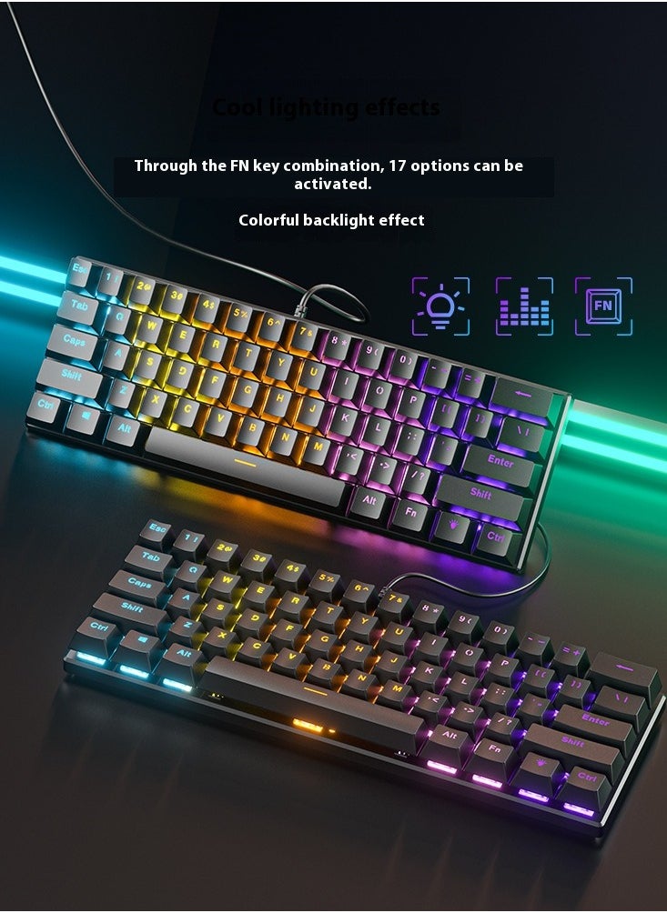 Healife Mechanical Gaming Keyboard, BD61 Compact RGB Backlit Keyboard, Hot-Swappable Switches, USB Wired Connection, 17 Lighting Effects, Esports Keyboard  - Image 1