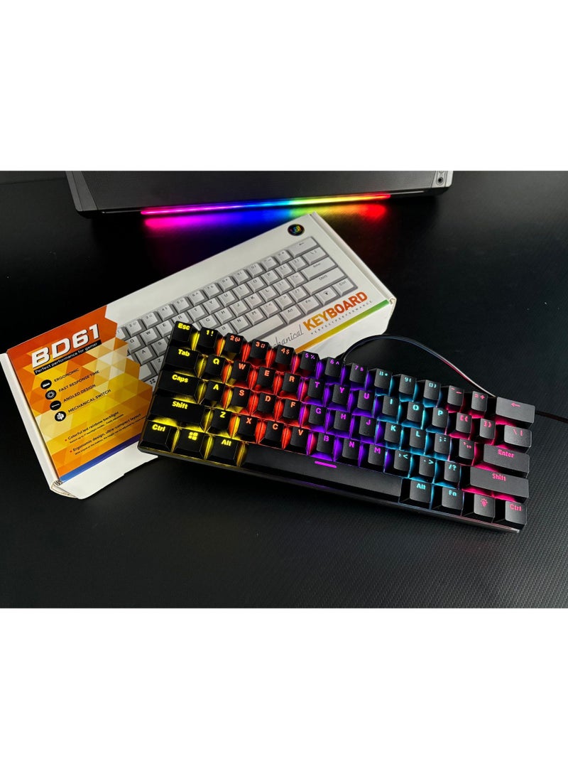 Healife Mechanical Gaming Keyboard, BD61 Compact RGB Backlit Keyboard, Hot-Swappable Switches, USB Wired Connection, 17 Lighting Effects, Esports Keyboard  - Image 2