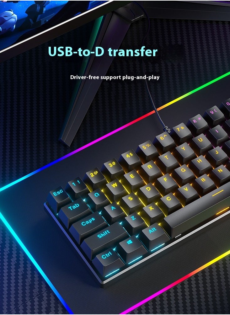Healife Mechanical Gaming Keyboard, BD61 Compact RGB Backlit Keyboard, Hot-Swappable Switches, USB Wired Connection, 17 Lighting Effects, Esports Keyboard  - Image 3