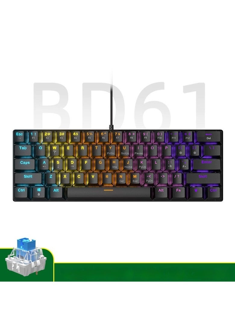 Healife Mechanical Gaming Keyboard, BD61 Compact RGB Backlit Keyboard, Hot-Swappable Switches, USB Wired Connection, 17 Lighting Effects, Esports Keyboard  - Image 4