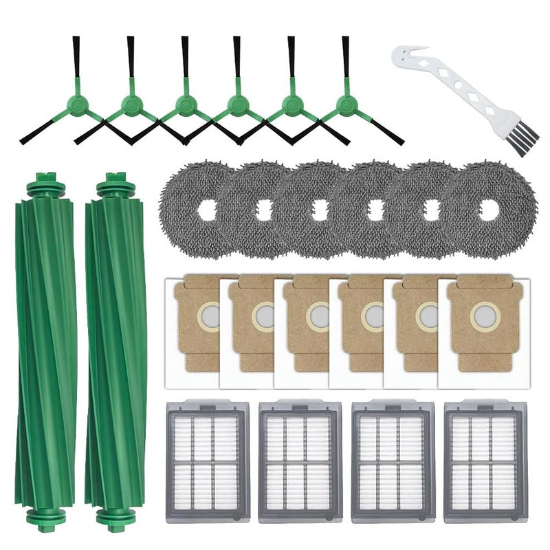 TOSOMO 25 Pcs Accessories Kit for iRobot Roomba Plus 405 Combo/505 Combo Robot Vacuum Cleaner, Replacement Parts include 2 Main Brushes, 6 Side Brushes, 6 Dust Bags, 6 Mop Pads, 4 Filters and 1 Cleaning Tool - Image 1