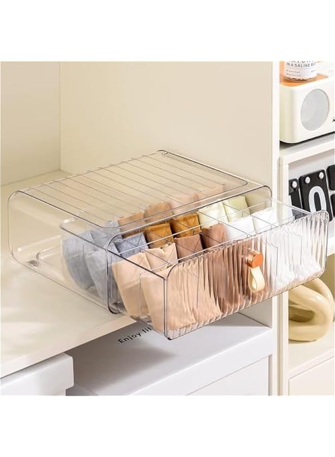 TRASSLE Socks Underwear Drawer Organzier Dividers, Stackable Closet Organzier, Drawer Organzier for Clothing, Plastic Underwear Organziers and Storage for Baby Clothes, Bra, Ties, Belts  - Image 1