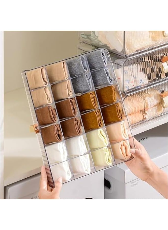 TRASSLE Socks Underwear Drawer Organzier Dividers, Stackable Closet Organzier, Drawer Organzier for Clothing, Plastic Underwear Organziers and Storage for Baby Clothes, Bra, Ties, Belts  - Image 2