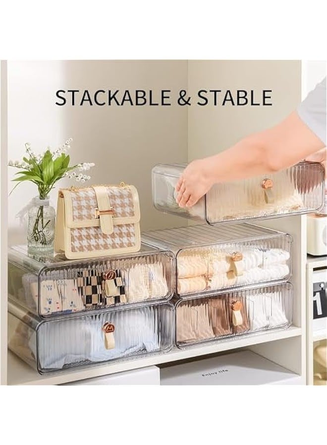 TRASSLE Socks Underwear Drawer Organzier Dividers, Stackable Closet Organzier, Drawer Organzier for Clothing, Plastic Underwear Organziers and Storage for Baby Clothes, Bra, Ties, Belts  - Image 4