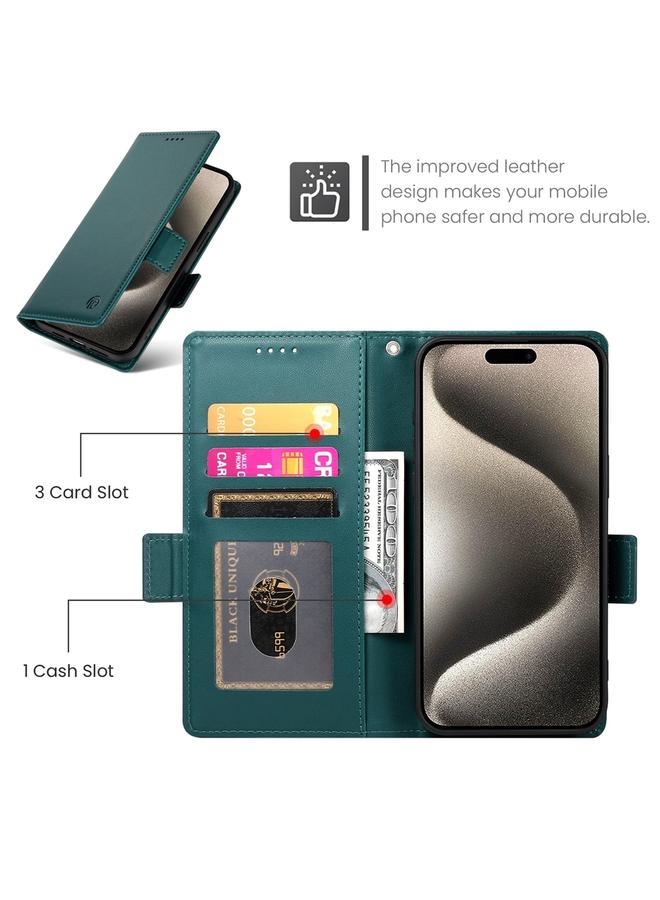 اس-توب جراب لهاتف iPhone 15 Pro مع مشبك جانبي مغناطيسي من الجلد المصقول - Image 4